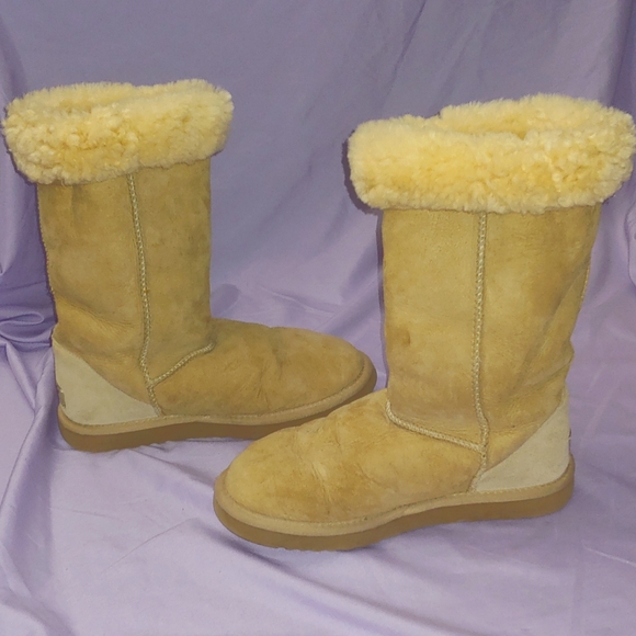 EUC UGG CLASSIC TALL TAN BOOTS * SIZE 8W * UGG BOOTS * FOLDABLE * KNEE HIGH - Picture 6 of 12